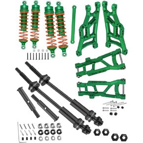 Upgrades Part for 1/10 Rustler VXL 2wd/Stampede VXL 2wd,Steel #45 Driveshafts,Alloy Front Rear Shock Absorbers,Suspension A Arms,Navy Blue