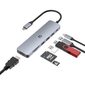 USB C Hub,TOTU USB C Hub 7-in-1 Multiport Adapter, with 4K HDMI, 100W PD, 3 USB 3.0, SD/TF Dock - Enhance Connectivity and Productivity with Ease, for Window and Other Type C Laptop