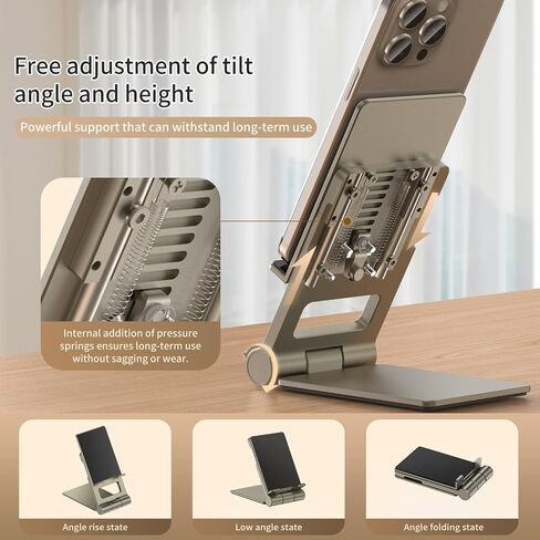 OBOK】 Cell Phone Stand, Phone Holder iPhone Stand for Desk Non-Slip Adjustable Foldable Holder Stand iPhone Stand Compatible with iPhone, Samsung, Switch, 4-12.9 inch Phones or Tablets (Grey) in Saudi Arabia