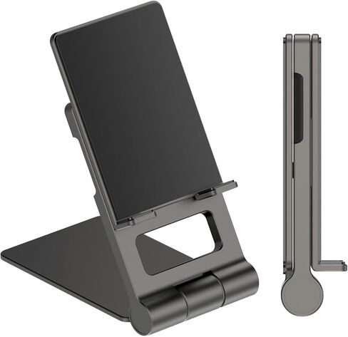 OBOK】 Cell Phone Stand, Phone Holder iPhone Stand for Desk Non-Slip Adjustable Foldable Holder Stand iPhone Stand Compatible with iPhone, Samsung, Switch, 4-12.9 inch Phones or Tablets (Grey) in Saudi Arabia
