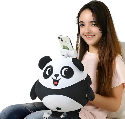 Cell Phone Pillow Holder for Bed, Adjustable Phone Stand for Watching Videos or Facetime in Bed Couch Car, Cute Panda Soft Plush Pillow with Hand Pockets, Gifts for Kids, Teens and Girls in Saudi Arabia