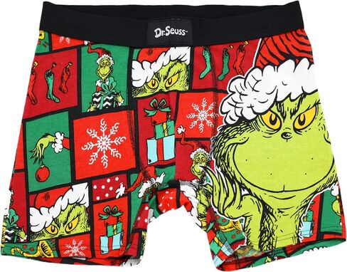 Dr. Seuss The Grinch Merry Grinchmas Santa Grinch Buffalo Plaid Boxer Briefs Underwear in Kuwait