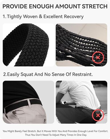 حزام الجولف المضفر المطاطي من CHAOREN للرجال، عبوتين - أحزمة مطاطية منسوجة للرجال مقاس 1 3/28 بوصة - لجينز كاجوال in Kuwait