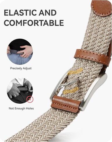 حزام الجولف المضفر المطاطي من CHAOREN للرجال، عبوتين - أحزمة مطاطية منسوجة للرجال مقاس 1 3/28 بوصة - لجينز كاجوال in Kuwait