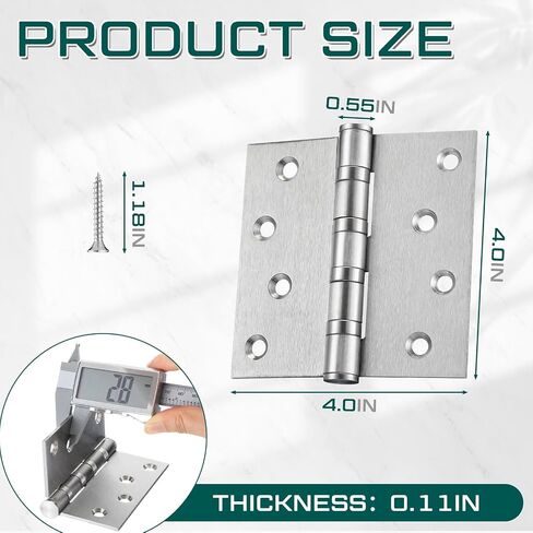 Yaocom 6 Pcs Silver 4'' Ball Bearing Door Hinges Stainless Steel Heavy Duty Hinges 4 x 4 Inch Exterior Door Hinge with Square Corners (5/8'' Radius Corner) in Saudi Arabia