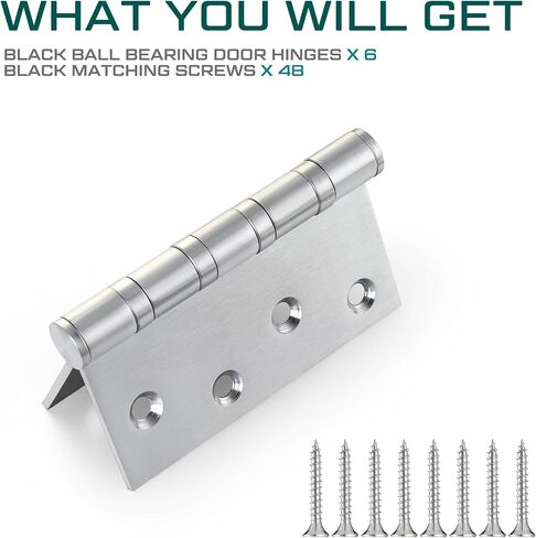 Yaocom 6 Pcs Silver 4'' Ball Bearing Door Hinges Stainless Steel Heavy Duty Hinges 4 x 4 Inch Exterior Door Hinge with Square Corners (5/8'' Radius Corner) in Saudi Arabia