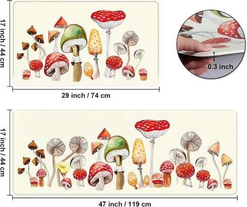 Schliersee Mushroom Kitchen Mats Cushioned Anti Fatigue Kitchen Mat Set of 2 Non Slip Washable Kitchen Rug for Floor Washable Kitchen Standing Rugs Mushroom Kitchen Decor Accessories in Saudi Arabia