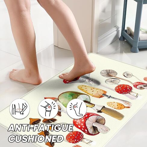 Schliersee Mushroom Kitchen Mats Cushioned Anti Fatigue Kitchen Mat Set of 2 Non Slip Washable Kitchen Rug for Floor Washable Kitchen Standing Rugs Mushroom Kitchen Decor Accessories in Saudi Arabia
