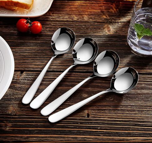 KEAWELL Premium 7" Louise Soup Spoons, 18/10 Stainless Steel, Dishwasher Safe (4) in Saudi Arabia