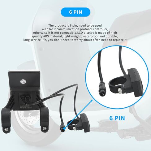 Electric Bike LCD Display, 6 Pin M5 31.8mm and 22.2mm Installation Diameter LCD Display, 24V 36V 48V 60V Multifunctional Bike Computer with Waterproof Connector in Saudi Arabia