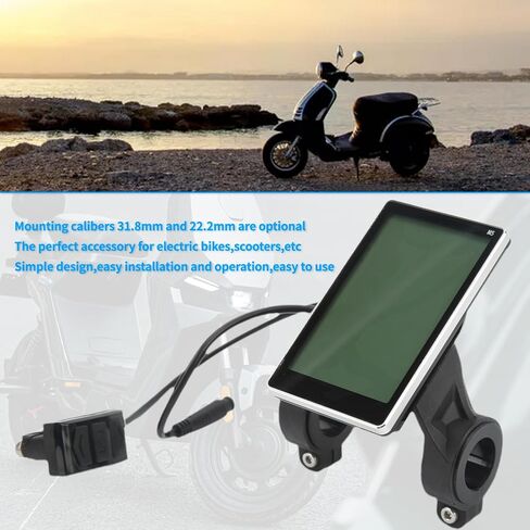 Electric Bike LCD Display, 6 Pin M5 31.8mm and 22.2mm Installation Diameter LCD Display, 24V 36V 48V 60V Multifunctional Bike Computer with Waterproof Connector in Saudi Arabia