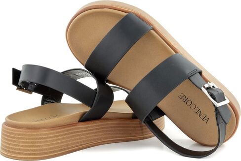 Hailey Platform Strap Sandals for Women – Faux Leather Sandals Women’s Summer Shoes – Comfortable Flat Sandals in Saudi Arabia