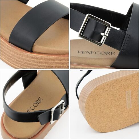 Hailey Platform Strap Sandals for Women – Faux Leather Sandals Women’s Summer Shoes – Comfortable Flat Sandals in Saudi Arabia