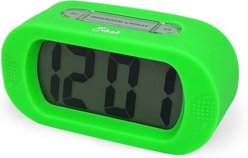 Slash Easy Setting Easy Read Silicone Protective Cover Digital Silent LCD Large Screen Bold Numbers Bedside Desk Alarm Clock with Snooze, Night Light Function, Battery Powered (Green) S10109 in Kuwait