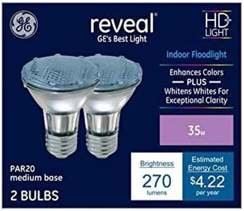 GE Reveal 2-Pack 35-Watt Dimmable Color-Enhancing Par20 Halogen Appliance Light Bulbs in Saudi Arabia