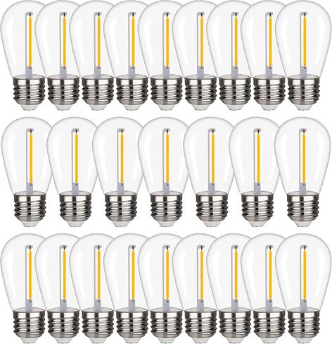 S14 Outdoor String Light Bulbs, Shatterproof Replacement Bulbs, 1W Equivalent to 10W, Waterproof 2200K Warm White Led Light Bulbs, E26 Base 25 Pack in Saudi Arabia