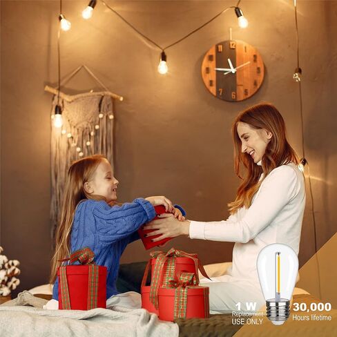 S14 Outdoor String Light Bulbs, Shatterproof Replacement Bulbs, 1W Equivalent to 10W, Waterproof 2200K Warm White Led Light Bulbs, E26 Base 25 Pack in Saudi Arabia