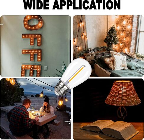 S14 Outdoor String Light Bulbs, Shatterproof Replacement Bulbs, 1W Equivalent to 10W, Waterproof 2200K Warm White Led Light Bulbs, E26 Base 25 Pack in Saudi Arabia