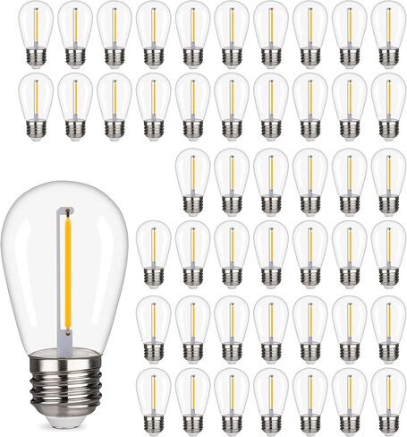 S14 Outdoor String Light Bulbs, Shatterproof Replacement Bulbs, 1W Equivalent to 10W, Waterproof 2200K Warm White Led Light Bulbs, E26 Base 25 Pack in Saudi Arabia