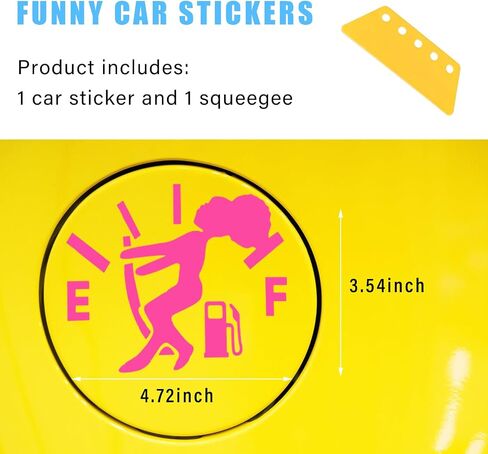 Funny Car Fuel Tank Sticker, EF Logo Waterproof High Gas Consumption Decal, Universal Vehicle Fuel Gage Empty Stickers Decor Suitable for Cars, Trucks, Motorcycles, SUVs (Hair Female, Pink) in Saudi Arabia