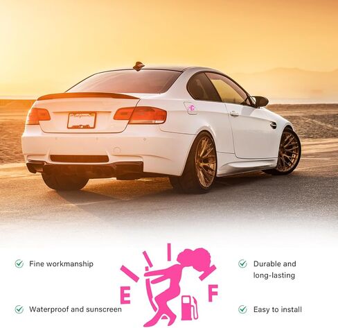 Funny Car Fuel Tank Sticker, EF Logo Waterproof High Gas Consumption Decal, Universal Vehicle Fuel Gage Empty Stickers Decor Suitable for Cars, Trucks, Motorcycles, SUVs (Hair Female, Pink) in Saudi Arabia