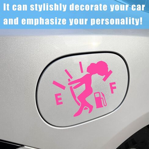 Funny Car Fuel Tank Sticker, EF Logo Waterproof High Gas Consumption Decal, Universal Vehicle Fuel Gage Empty Stickers Decor Suitable for Cars, Trucks, Motorcycles, SUVs (Hair Female, Pink) in Saudi Arabia