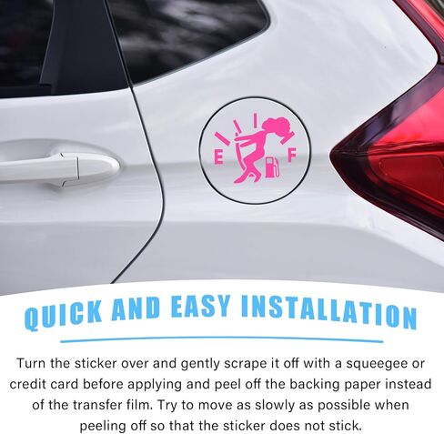Funny Car Fuel Tank Sticker, EF Logo Waterproof High Gas Consumption Decal, Universal Vehicle Fuel Gage Empty Stickers Decor Suitable for Cars, Trucks, Motorcycles, SUVs (Hair Female, Pink) in Saudi Arabia
