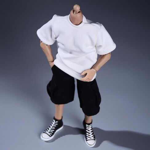 Meetoget 1/12 Scale Male Figure Doll Clothes Daily Sports T-Shirt for 6 inch Action Figure Relax White PU002US in Saudi Arabia