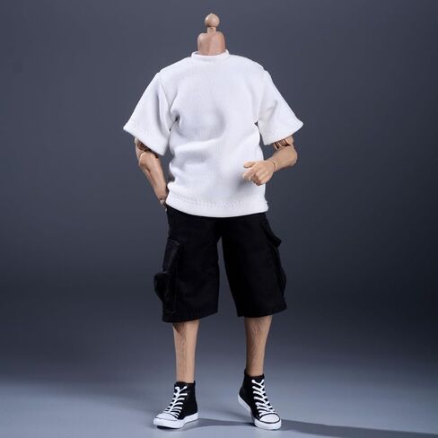 Meetoget 1/12 Scale Male Figure Doll Clothes Daily Sports T-Shirt for 6 inch Action Figure Relax White PU002US in Saudi Arabia