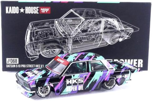 داتسون 510 برو ستريت HKS V1 أسود أخضر إصدار محدود 1/64 دييكاست نموذج سيارة كايدو هاوس KHMG068 in Saudi Arabia