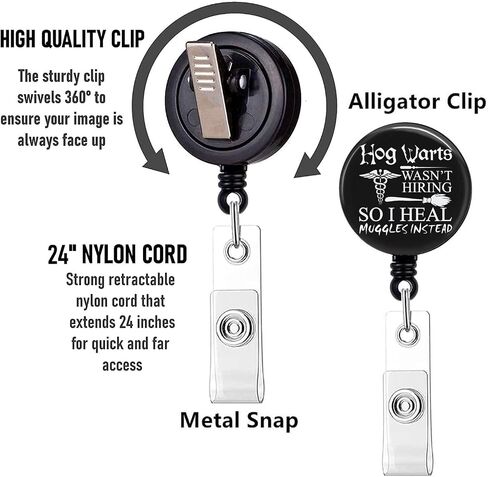 Cute Nurse Badge Reel with Alligator Clip, Retractable Badge Holders for Nursing Doctor Medical Work Office (Wizard) in Saudi Arabia