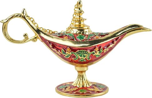 Magic Genie Lamp Wishing Trinket Box Classic Vintage Ornaments Metal Craft Gift for Home Decor (Green) in Saudi Arabia