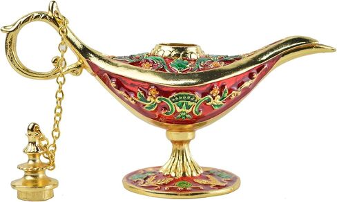 Magic Genie Lamp Wishing Trinket Box Classic Vintage Ornaments Metal Craft Gift for Home Decor (Green) in Saudi Arabia