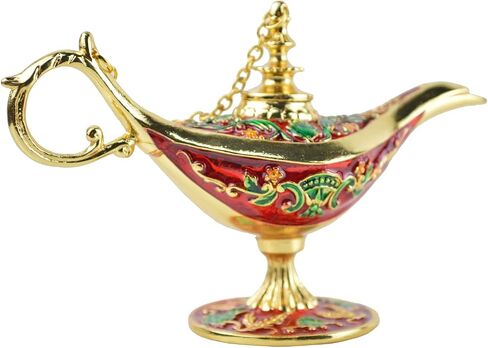 Magic Genie Lamp Wishing Trinket Box Classic Vintage Ornaments Metal Craft Gift for Home Decor (Green) in Saudi Arabia
