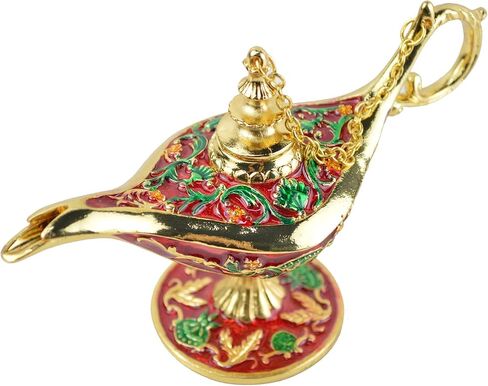 Magic Genie Lamp Wishing Trinket Box Classic Vintage Ornaments Metal Craft Gift for Home Decor (Green) in Saudi Arabia