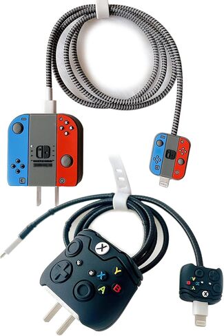 2 Packs 3D Cute Cartoon Charger Cover Charger Protector Charger Case Cable Protector for iPhone Fast Charger 18W/20W USB-C Power Adapter and Lightning Cable (2Packs) in Kuwait