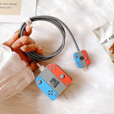 2 Packs 3D Cute Cartoon Charger Cover Charger Protector Charger Case Cable Protector for iPhone Fast Charger 18W/20W USB-C Power Adapter and Lightning Cable (2Packs) in Kuwait