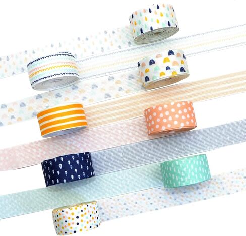 David accessories Leaves Grosgrain Ribbon Tape 1" Wide x 40 Yards Total-8 Rolls 5 Yards for DIY Handmade Hair Bow Headwear Wedding Festival Home Party Birthday Decorations Gift Packing (Floral Leaves) in Saudi Arabia