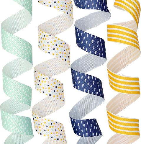 David accessories Leaves Grosgrain Ribbon Tape 1" Wide x 40 Yards Total-8 Rolls 5 Yards for DIY Handmade Hair Bow Headwear Wedding Festival Home Party Birthday Decorations Gift Packing (Floral Leaves) in Saudi Arabia