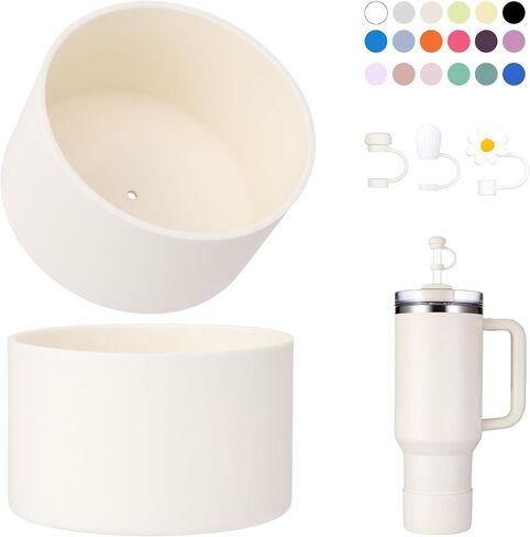 2-Piece Silicone Boot for Stanley Quencher H2.0 20 30, 40oz & IceFlow Flip 20 30oz Tumblers with 3-Piece Straw Cover Cap, Stanley Cup Accessories Set in Saudi Arabia