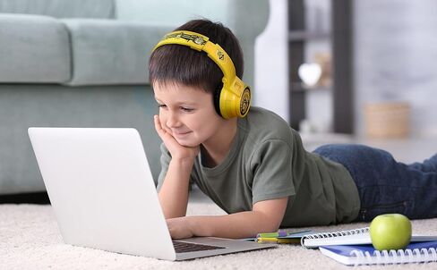 eKids Minions Kids Bluetooth Headphones, Wireless Headphones with Microphone Includes Aux Cord, Volume Reduced Kids Foldable Headphones for School, Home, or Travel in Saudi Arabia