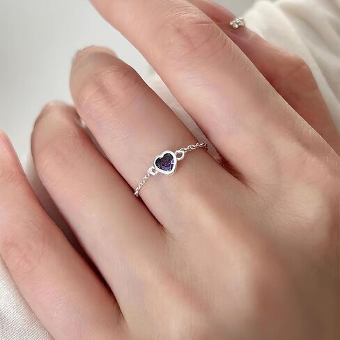 Sterling Silver Ring for Women Adjustable Tassel Chain Link Ring Cute Cubic Zirconia Girls’ Rings Star Ring Heart Ring Dangle Ball Chain Bands Statement Ring Dainty Jewelry Gifts Teacher Appreciation Gifts Graduation Gifts for Her in Saudi Arabia