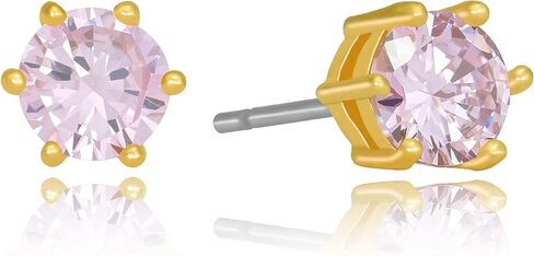 LIFETIME JEWELRY Cubic Zirconia Circle Birthstone Stud Earrings 24k Gold Plated in Saudi Arabia