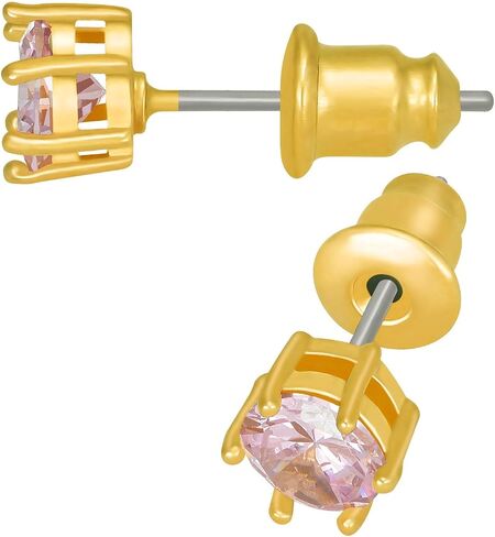 LIFETIME JEWELRY Cubic Zirconia Circle Birthstone Stud Earrings 24k Gold Plated in Saudi Arabia