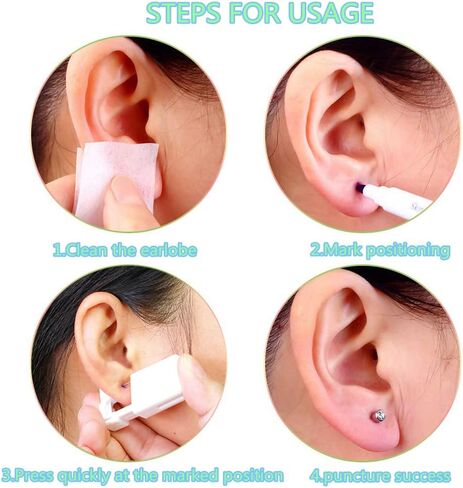 Self Ear Piercing Kits – 2 Pack Self Ear Piercing Gun With Hip Hop Black Earrings,Cool Boy Girls Men Ear Pearcings Kit Black Earring Studs,Safety Ear Piercing Gun Kit Tool (4MM Black Simple) in Saudi Arabia