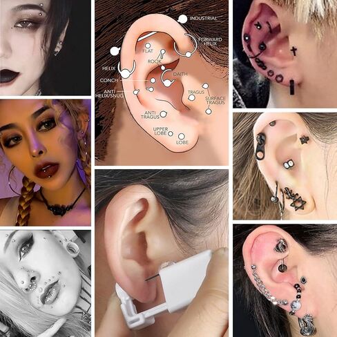 Self Ear Piercing Kits – 2 Pack Self Ear Piercing Gun With Hip Hop Black Earrings,Cool Boy Girls Men Ear Pearcings Kit Black Earring Studs,Safety Ear Piercing Gun Kit Tool (4MM Black Simple) in Saudi Arabia