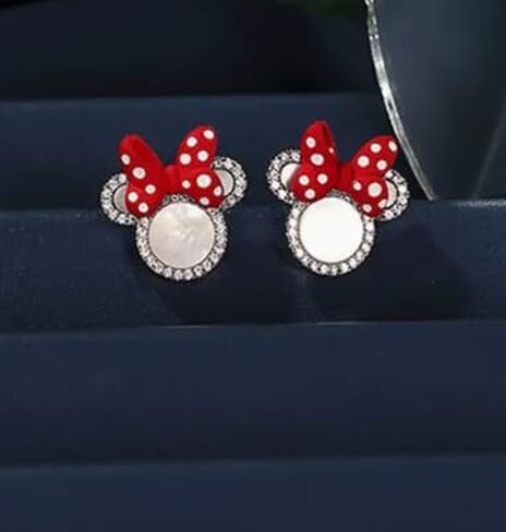DJFahion Women's Girls Trendy Classic Cartoon Animals Bow Mini Mouse Stud Earrings, Jewelry Accessories Gifts For Teen Girls Stud Earrings Set Women's Studs Men's Studs Round Studs Stainless Steel in Saudi Arabia