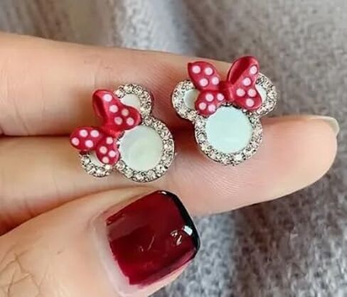 DJFahion Women's Girls Trendy Classic Cartoon Animals Bow Mini Mouse Stud Earrings, Jewelry Accessories Gifts For Teen Girls Stud Earrings Set Women's Studs Men's Studs Round Studs Stainless Steel in Saudi Arabia