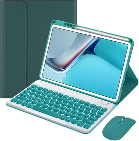حافظة AnMengXinLing iPad الجيل العاشر مع لوحة مفاتيح وماوس، أغطية مفاتيح دائرية لطيفة على شكل حلوى، حافظة لوحة مفاتيح مغناطيسية قابلة للفصل مع حامل ماوس وقلم لجهاز iPad10 مقاس 10.9 بوصة، أزرق مخضر in Kuwait