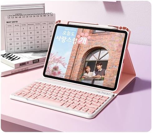 حافظة AnMengXinLing iPad الجيل العاشر مع لوحة مفاتيح وماوس، أغطية مفاتيح دائرية لطيفة على شكل حلوى، حافظة لوحة مفاتيح مغناطيسية قابلة للفصل مع حامل ماوس وقلم لجهاز iPad10 مقاس 10.9 بوصة، أزرق مخضر in Kuwait